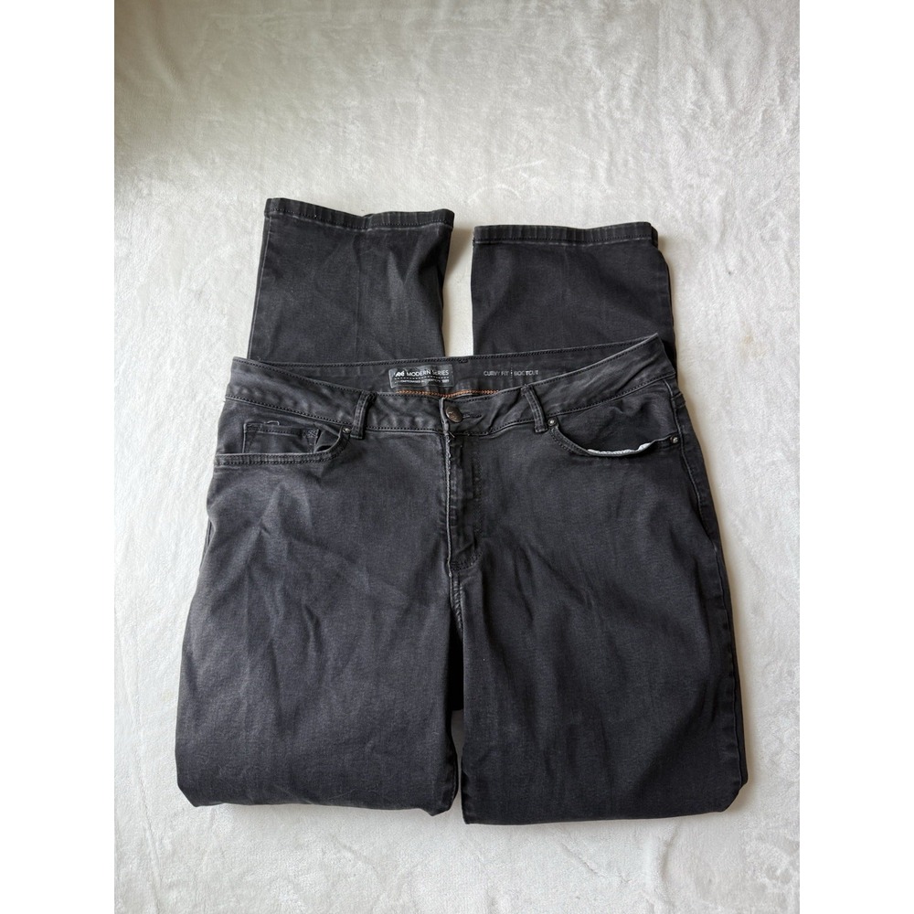 Lee Modern Series Curvy Fit Bootcut Jeans Dark Denim 16 Short Hidden Cell Pocket